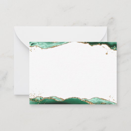 Green Agate Geode Script Monogram Gold Glitzer Mitteilungskarte (Rückseite)