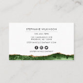 Green Agate & Gold Border Wasserfarbe Visitenkarte (Rückseite)