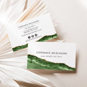 Green Agate & Gold Border Wasserfarbe Visitenkarte