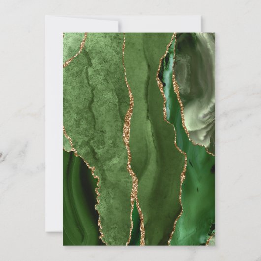 Green Agate Gold Glitzer-Bestätigung Einladung (Rückseite)