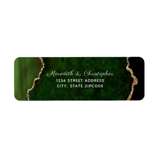 Green Agate Gold Glitzer Wedding Rücksendeadresse (Vorne)