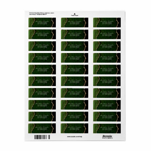 Green Agate Gold Glitzer Wedding Rücksendeadresse (Vorne)