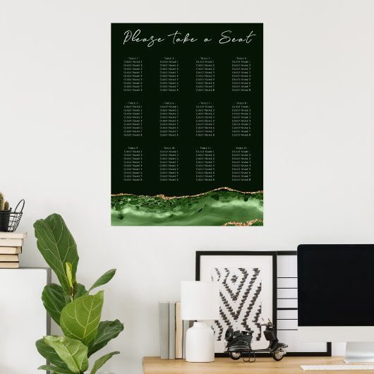 Green Agate Hochzeitstabelle Poster (Heimbüro)