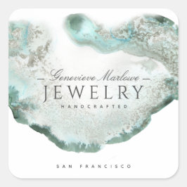 Green Agate Jewelier Designer Quadratischer Aufkleber