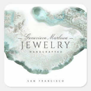Green Agate Jewelier Designer Quadratischer Aufkleber