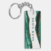 Green Agate mit den Tasten des Golden Glitzer Edge Schlüsselanhänger (Vorderseite links)