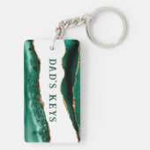 Green Agate mit den Tasten des Golden Glitzer Edge Schlüsselanhänger (Rückseite)