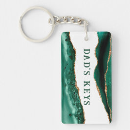 Green Agate mit den Tasten des Golden Glitzer Edge Schlüsselanhänger