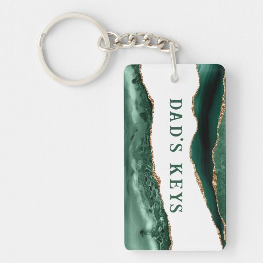 Green Agate mit den Tasten des Golden Glitzer Edge Schlüsselanhänger (Vorderseite)