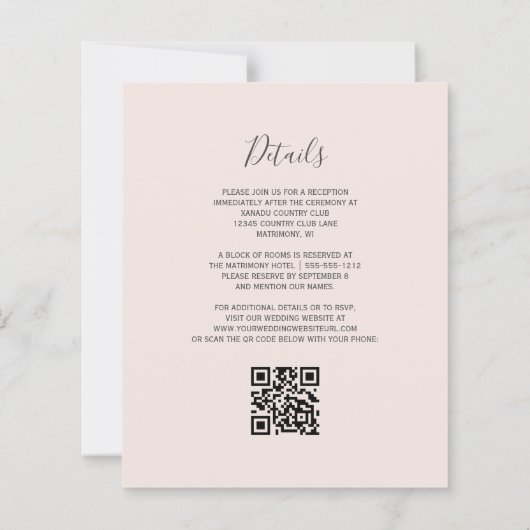 Green Agate Rose Gold Blush QR Code Hochzeit (Rückseite)