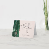 Green Agate Rose Gold Blush Wedding Vielen Dank Karte (Vorderseite)
