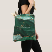 Green Agate Script Monogram Gold Glitzer Tasche (Von Nahem)