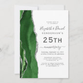 Green Agate Silver 25th Anniversary Einladung (Vorderseite)