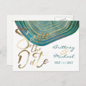 Green Agate Watercolor | Save the Date Postkarte (Vorne/Hinten)