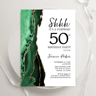 Green Agate White Gold Überraschung 50. Geburtstag Einladung