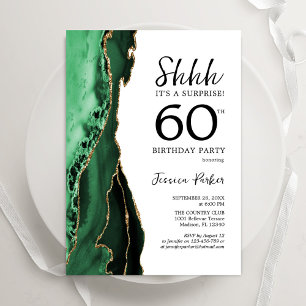 Green Agate White Gold Überraschung 60. Geburtstag Einladung