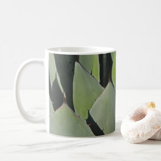 Green Agave Blätter Botanisches Foto Südwesten Kaffeetasse (Mit Donut)