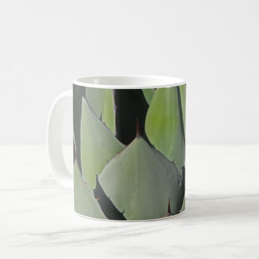 Green Agave Blätter Botanisches Foto Südwesten Kaffeetasse (Vorderseite Links)