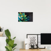 Green Agave Cactus Southwest Painting Black Poster (Heimbüro)