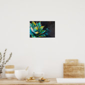 Green Agave Cactus Southwest Painting Black Poster (Küche)