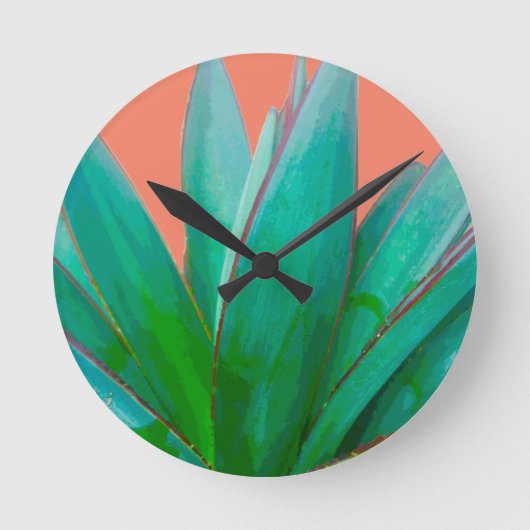 Green Agave Succulent Desert Botanical Runde Wanduhr (Vorderseite)