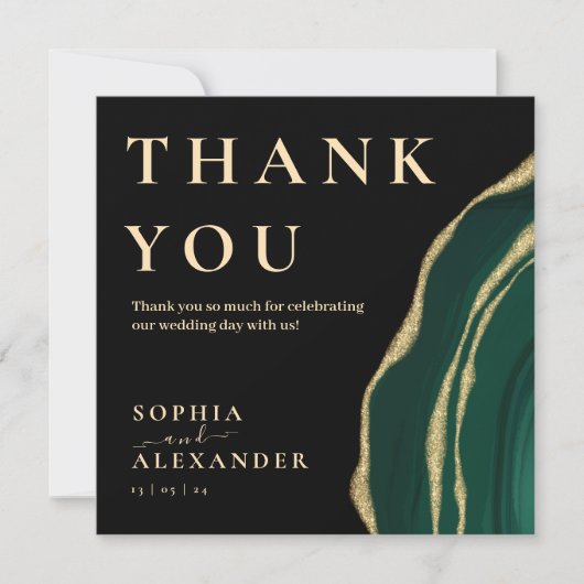 Green agstone schwarz Dankeschön Karte (Vorderseite)