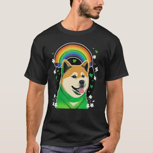 Green Akita Inu shamrock on St Patricks Day Akita  T-Shirt (Vorderseite)