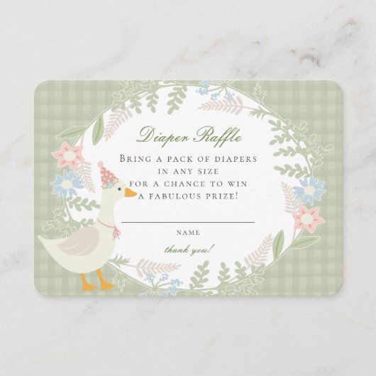 Green Albern Gingham Gingham Floral Diaper Raffle Begleitkarte (Vorderseite)