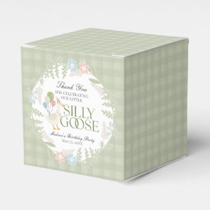 Green Albern Goose Floral Gingham Birthday Geschenkschachtel