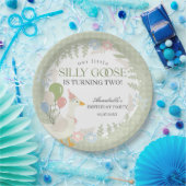 Green Albern Goose Floral Gingham Birthday Pappteller (Party)