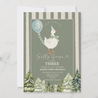 Green Albern Goose Winter Forest Boy 3. Geburtstag Einladung