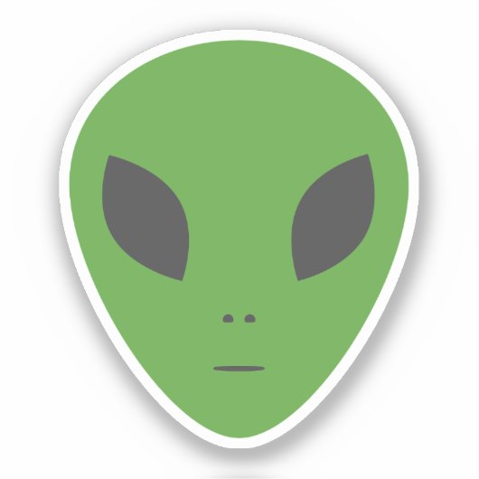 Green Alien Custom Cut Sticker (Vorderseite)