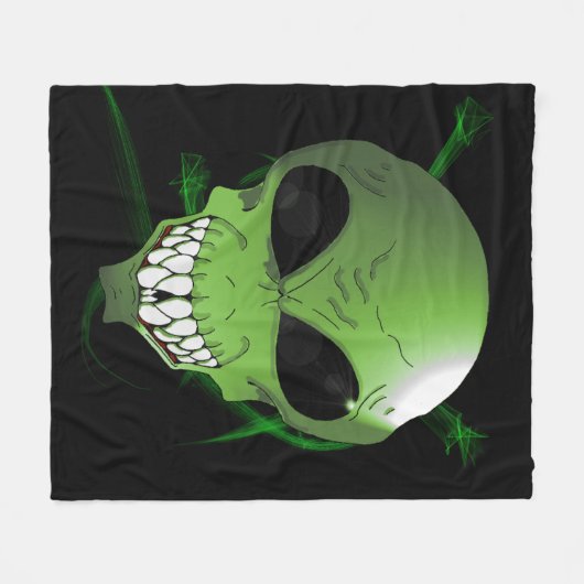 Green Alien Custom Fleece Blanket (Vorderseite (Horizontal))