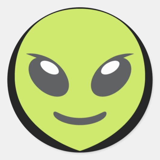 Green Alien Emoji Runder Aufkleber (Vorderseite)