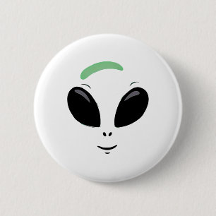 Green Alien Face Halloween Costume Button