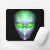 Green Alien Face Mousepad (Mit Mouse)