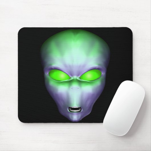 Green Alien Face Mousepad (Mit Mouse)