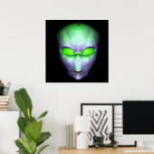 Green Alien Face Poster (Heimbüro)