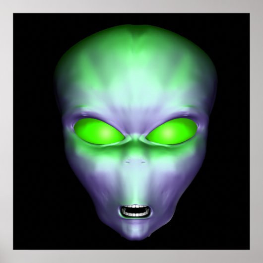 Green Alien Face Poster (Vorne)