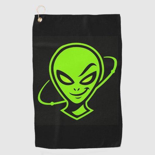 Green Alien Good Luck Golf Golfhandtuch (Vorderseite)