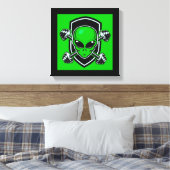 Green Alien Gym Stretched Canvas Print Leinwanddruck (Insitu (Schlafzimmer))