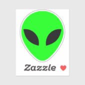 Green Alien Head Custom Cut Vinyl Sticker (Blatt)