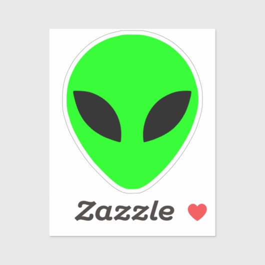 Green Alien Head Custom Cut Vinyl Sticker (Blatt)
