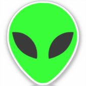 Green Alien Head Custom Cut Vinyl Sticker (Vorderseite)