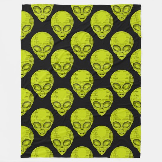 Green Alien Head Fleece Blanket (Vorderseite)