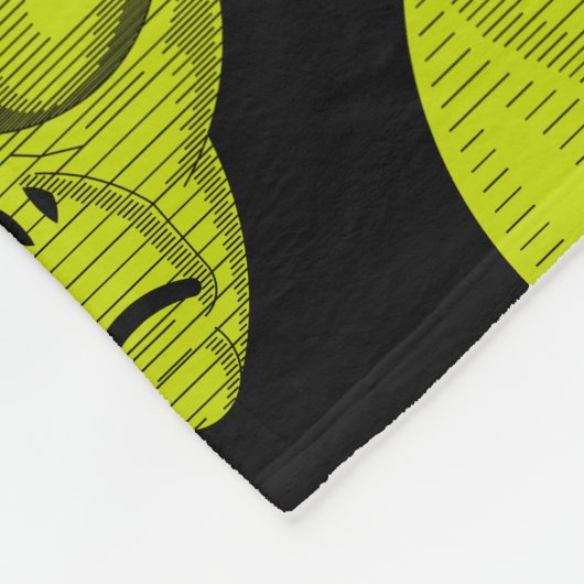 Green Alien Head Fleece Blanket (Ecke)