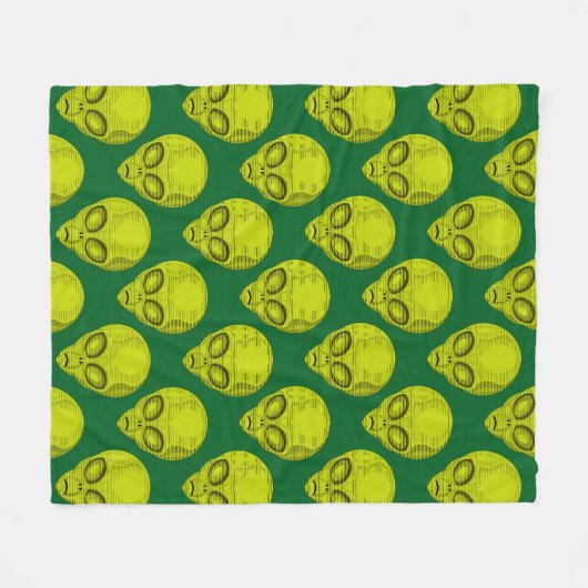 Green Alien Head Fleece Blanket (Vorderseite (Horizontal))