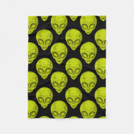 Green Alien Head Fleece Blanket