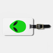Green Alien Head Gepäckanhänger (Vorderseite horizontal)