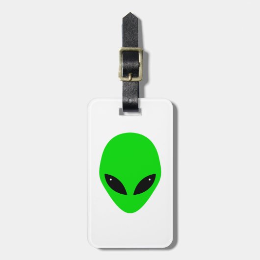 Green Alien Head Gepäckanhänger (Vorderseite vertikal)